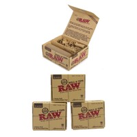 RAW Classic Natural Unrefined Kingsize Slim 3 Meter Roll and 30 Tips - 3 Pack