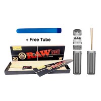 Raw Black King Size Pre Rolled 20 Pack+Grind Herb to Cone Creator Machine+Tube