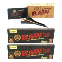 2 x Raw Black King Size Cones Pre Rolled Ultra Fine Natural 20 Pack+Cone Loader