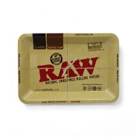 Raw Metal Rolling Tray - Classic Design Smoking Tobacco - Mini (18x12cm)