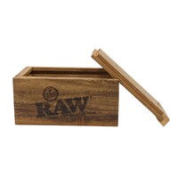 RAW Acacia Wood Storage Box with Slide Top Lid Smoking Herbs Tobacco - Small