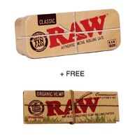 RAW 1 1/4 Size Metal Tin Case + FREE (Raw 1 1/4 Organic Hemp Paper with Tips) 