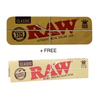 RAW King Size Metal Tin Case + FREE (Raw King Size Slim Classic Paper 32 Leaves)