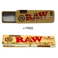 RAW King Size Metal Tin Case + FREE (Raw King Size Organic Hemp Paper with Tips)